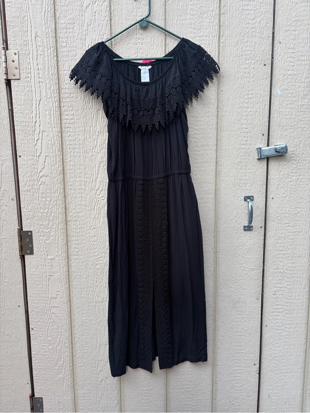 La Blanca Black Maxi Dress with Crochet Yoke